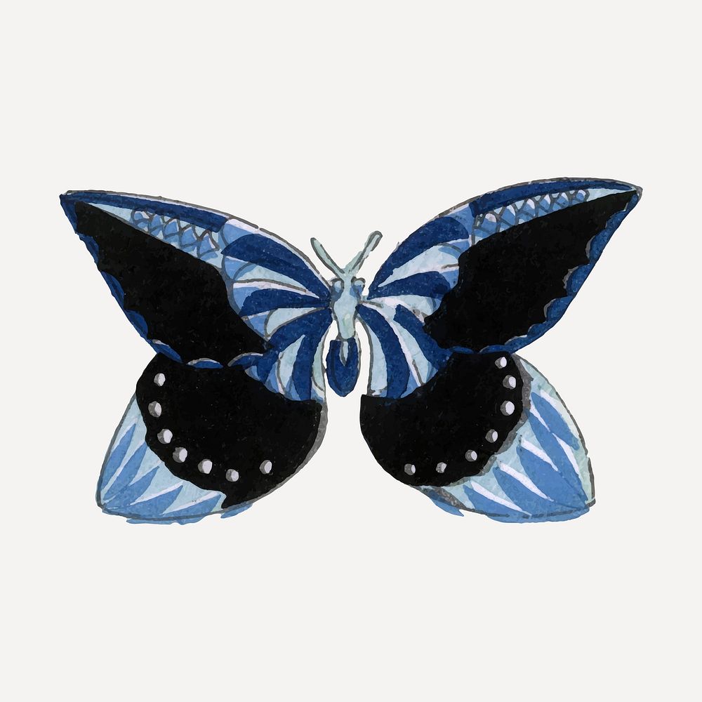 Japanese butterfly collage element, vintage illustration vector