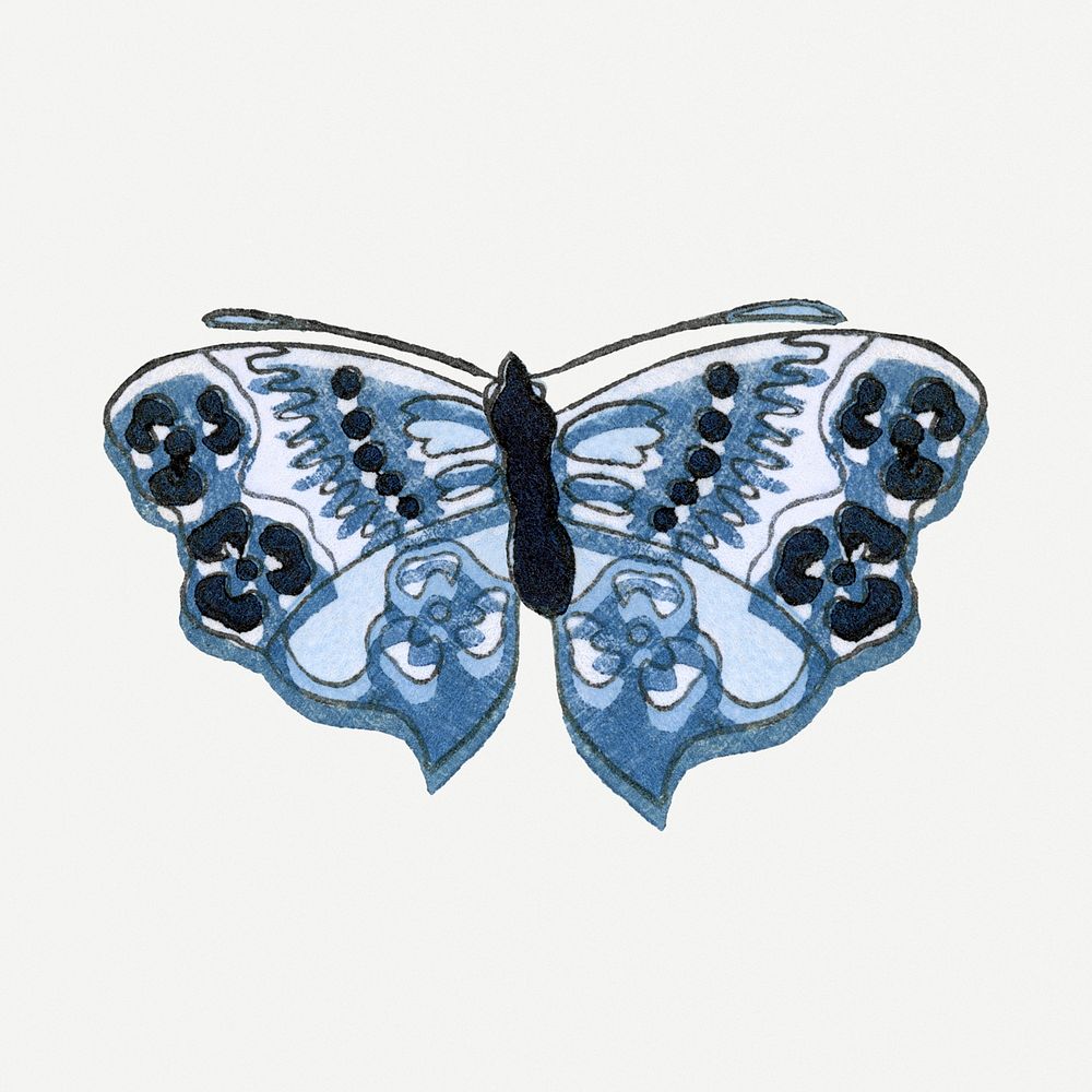 Japanese art, butterfly illustration, vintage design