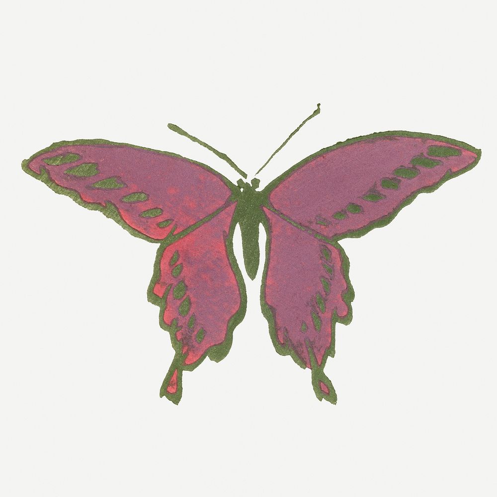 Vintage butterfly, Japanese art, drawing Premium Photo Illustration