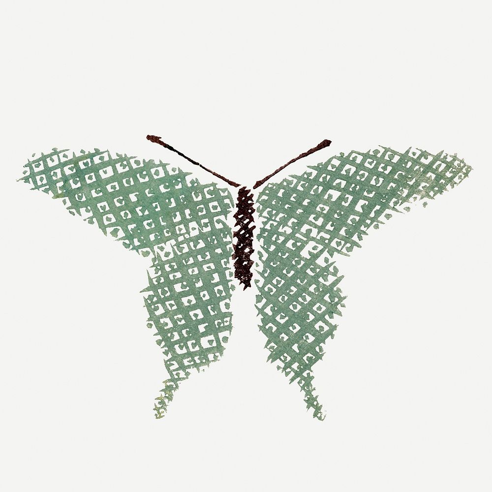 Vintage butterfly, Japanese art, green design