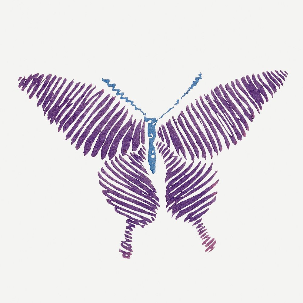 Vintage butterfly, Japanese art, purple design