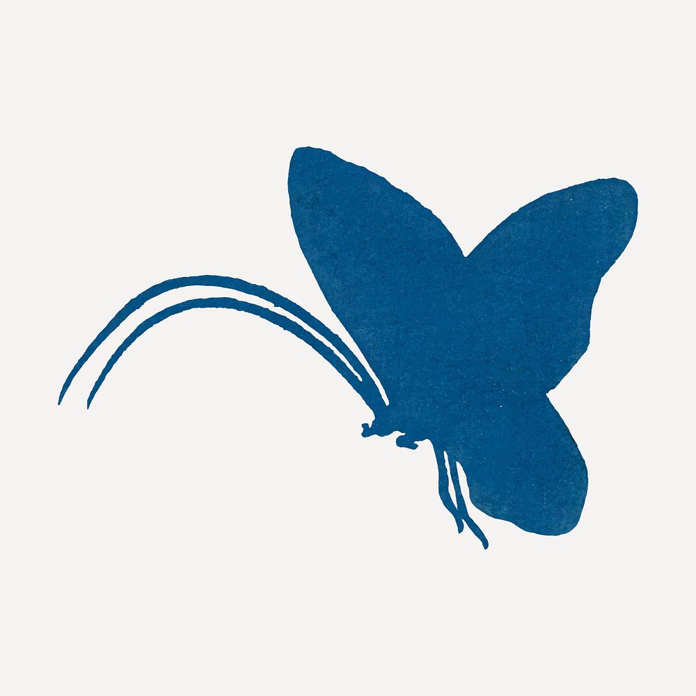 Blue butterfly, Japanese watercolor, vintage illustration vector