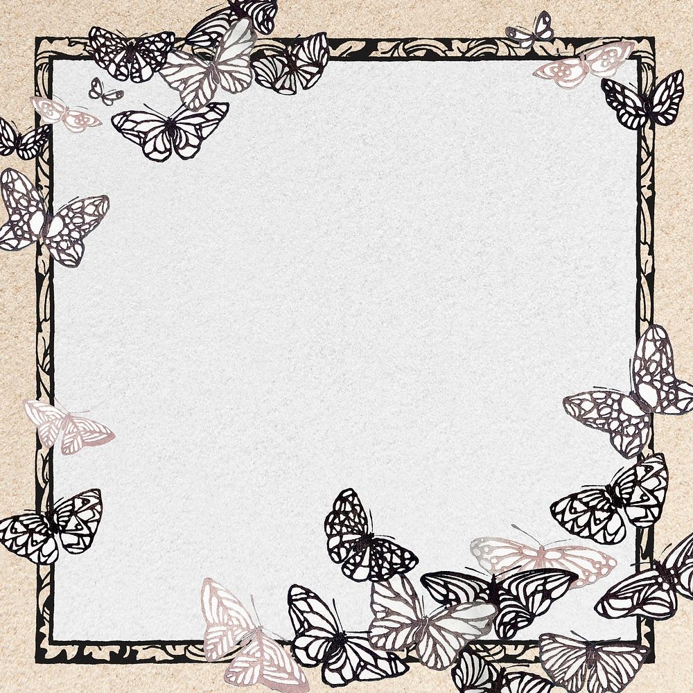 Butterfly frame, Japanese woodblock print illustration