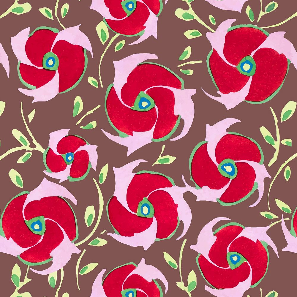 Art deco rose background, seamless floral pattern design vector