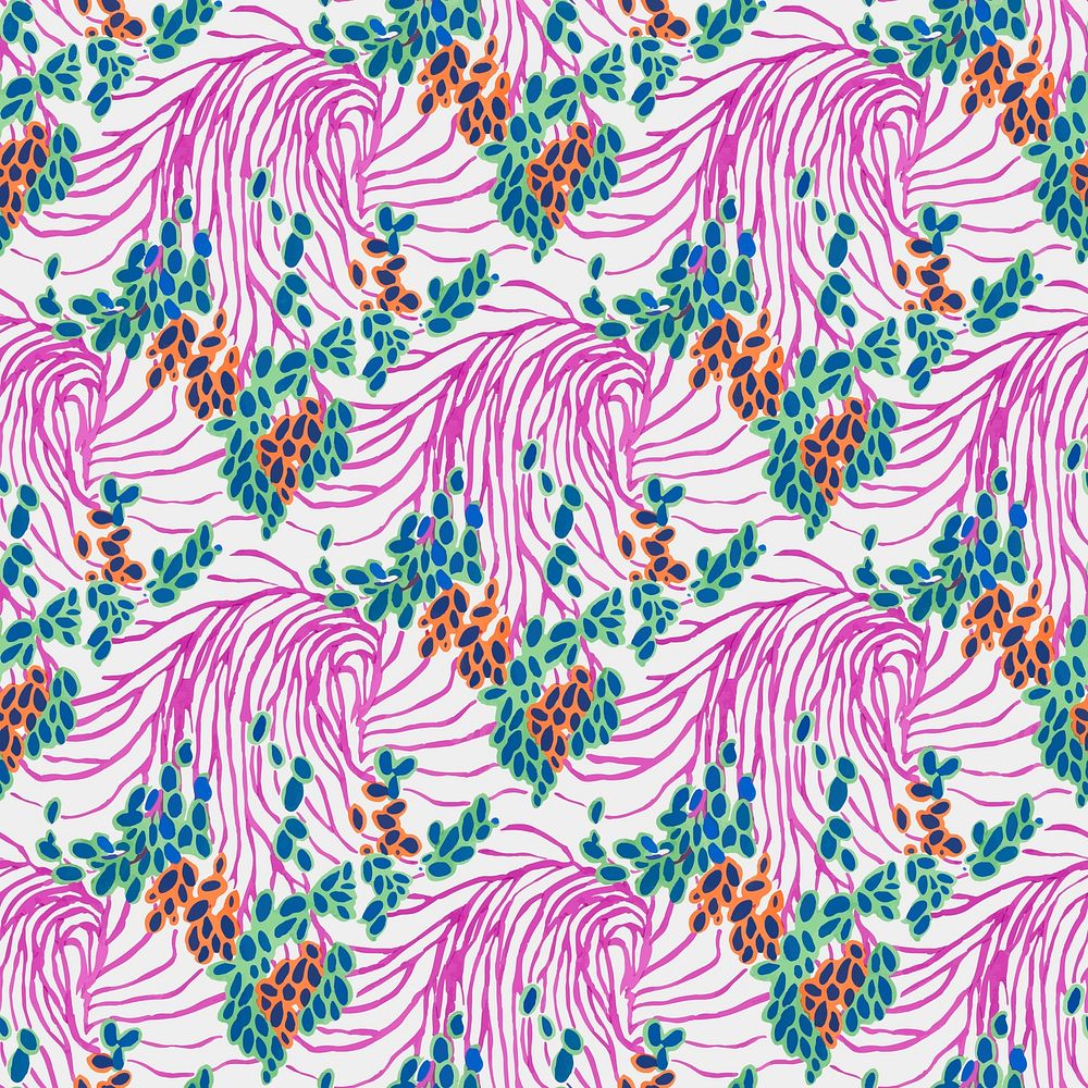 Botanical seamless pattern, pink background vector