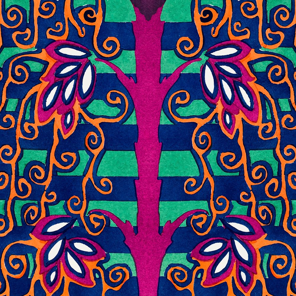 Art deco background, botanical pattern vector