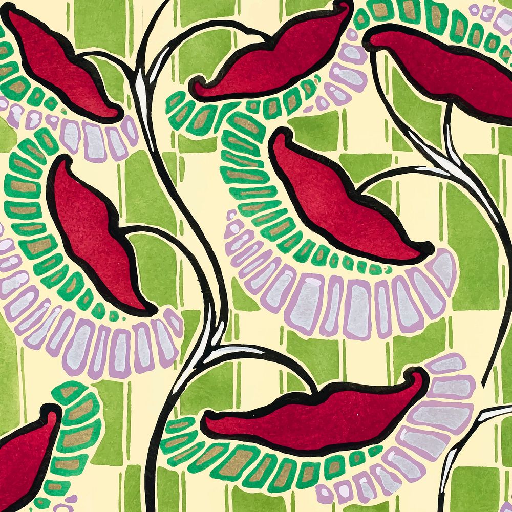 Art deco background, botanical pattern vector