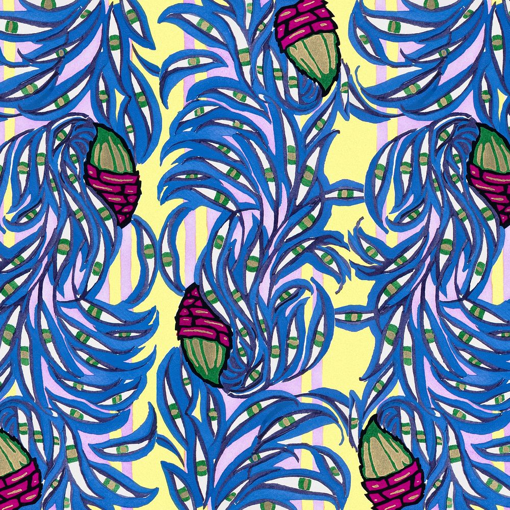 Art deco vintage plant background, art nouveau design