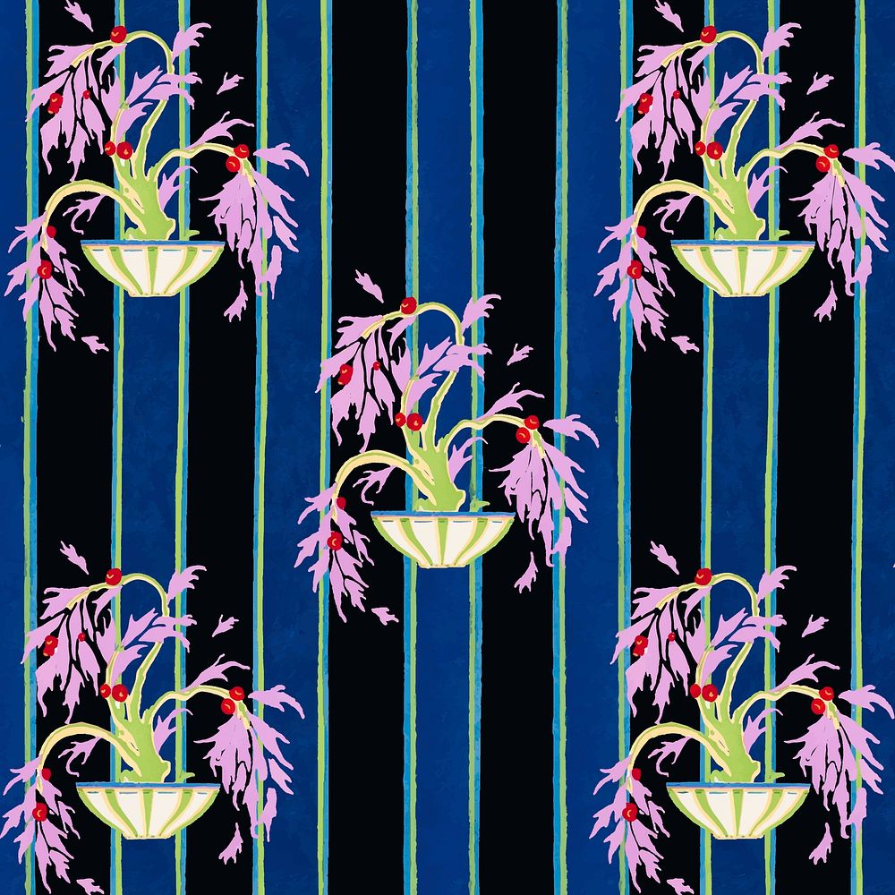 Botanical pattern background, art deco & art nouveau design vector