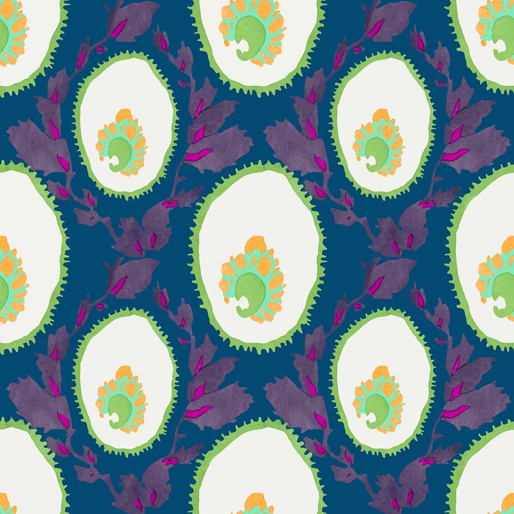 Art deco background, seamless floral pattern design vector