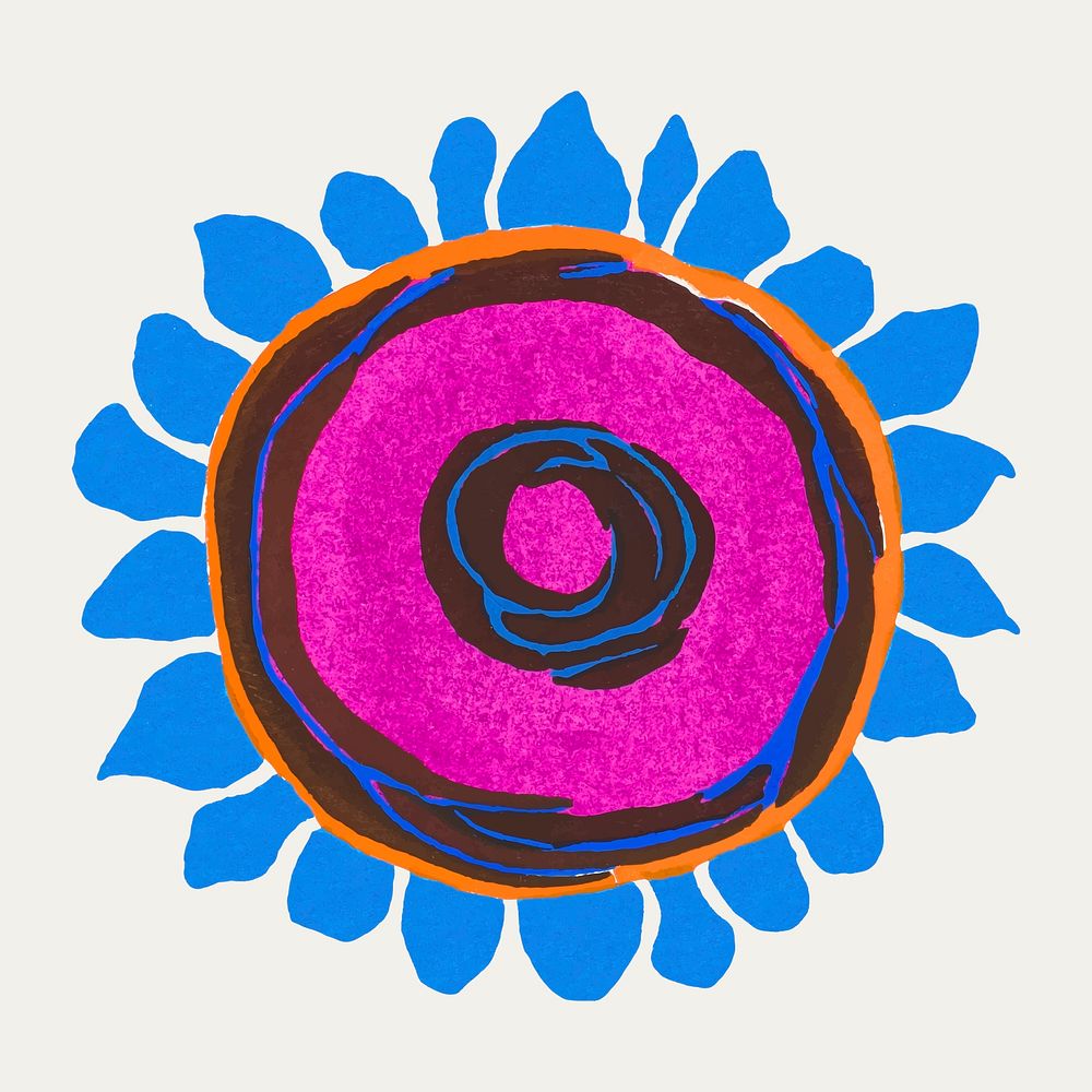 Art deco sunflower sticker, colorful clip art vector