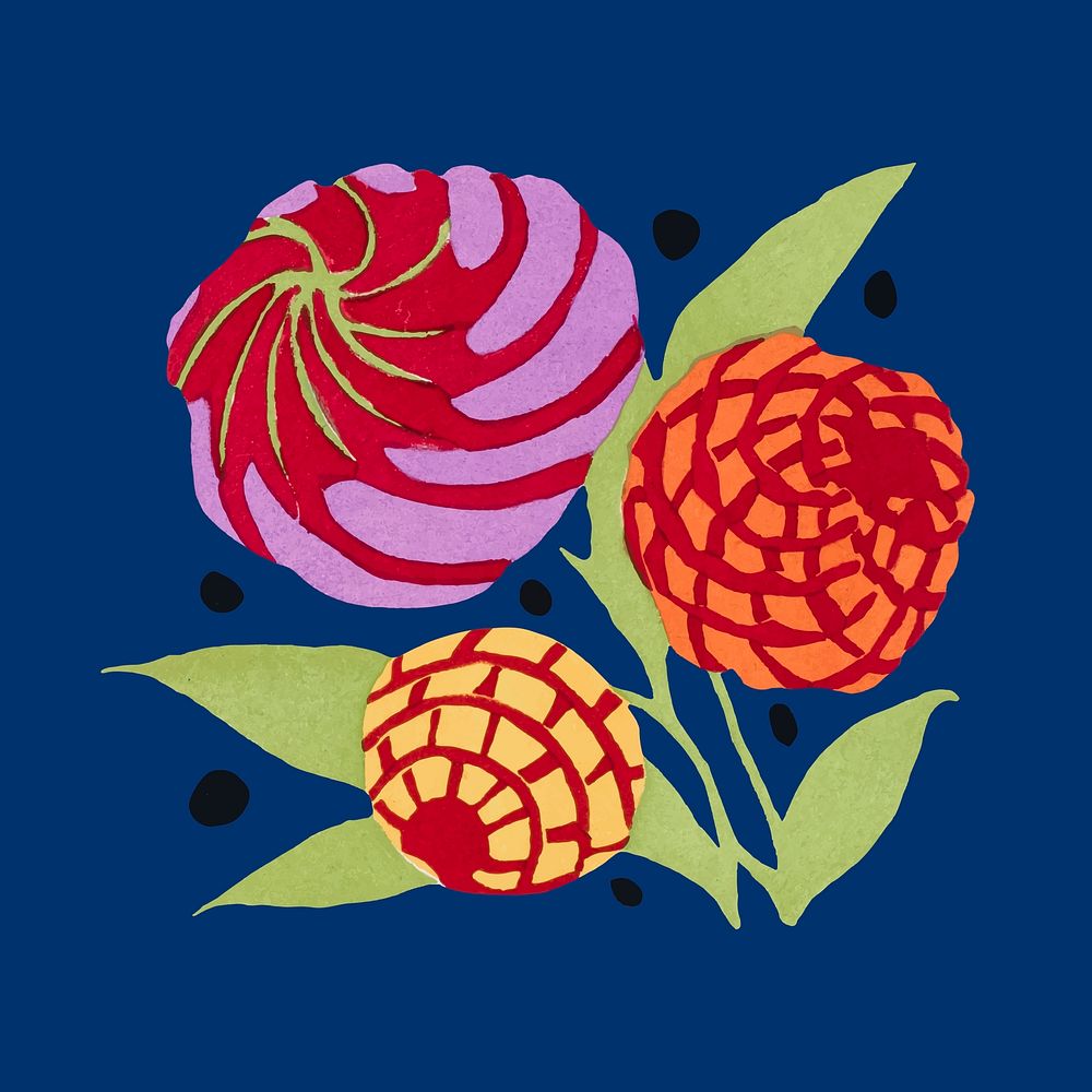 Art deco flower sticker, colorful clip art vector