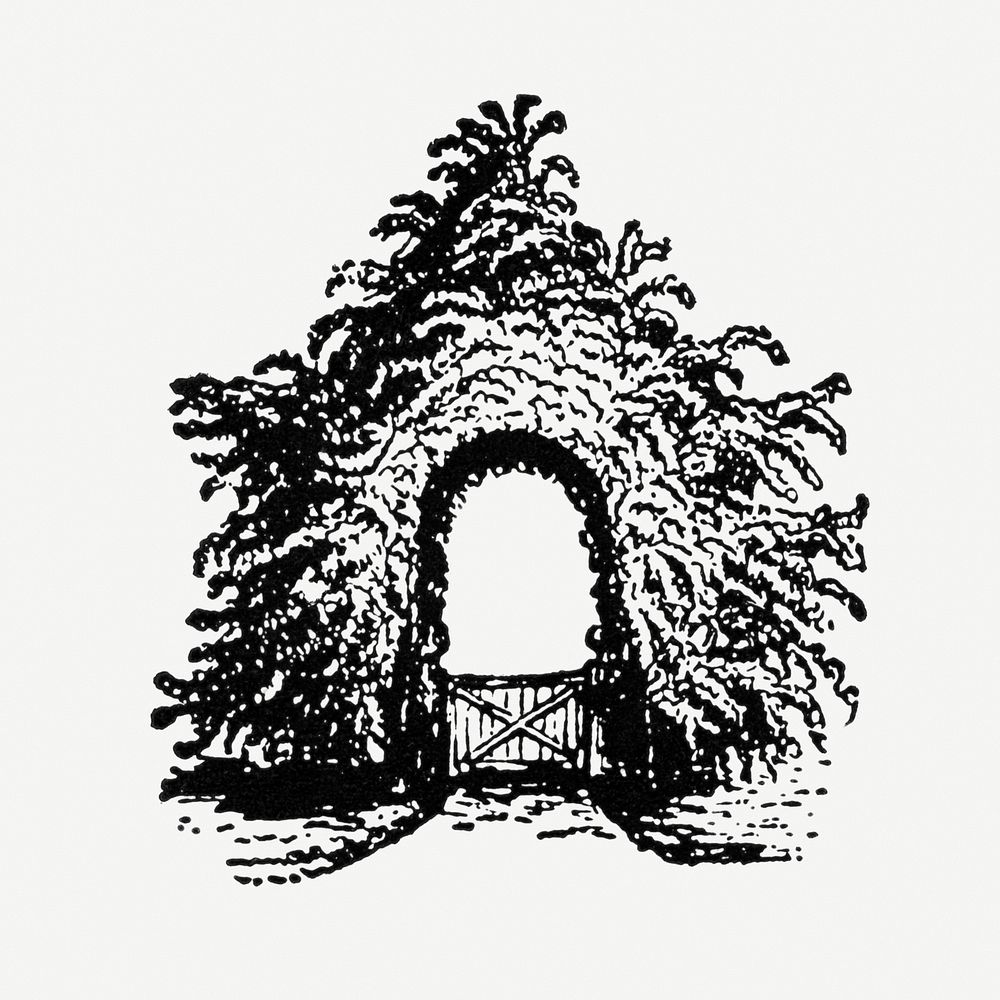Tree archway illustration, digitally enhanced from our own original copy of The Open Door to Independence (1915) by Thomas…