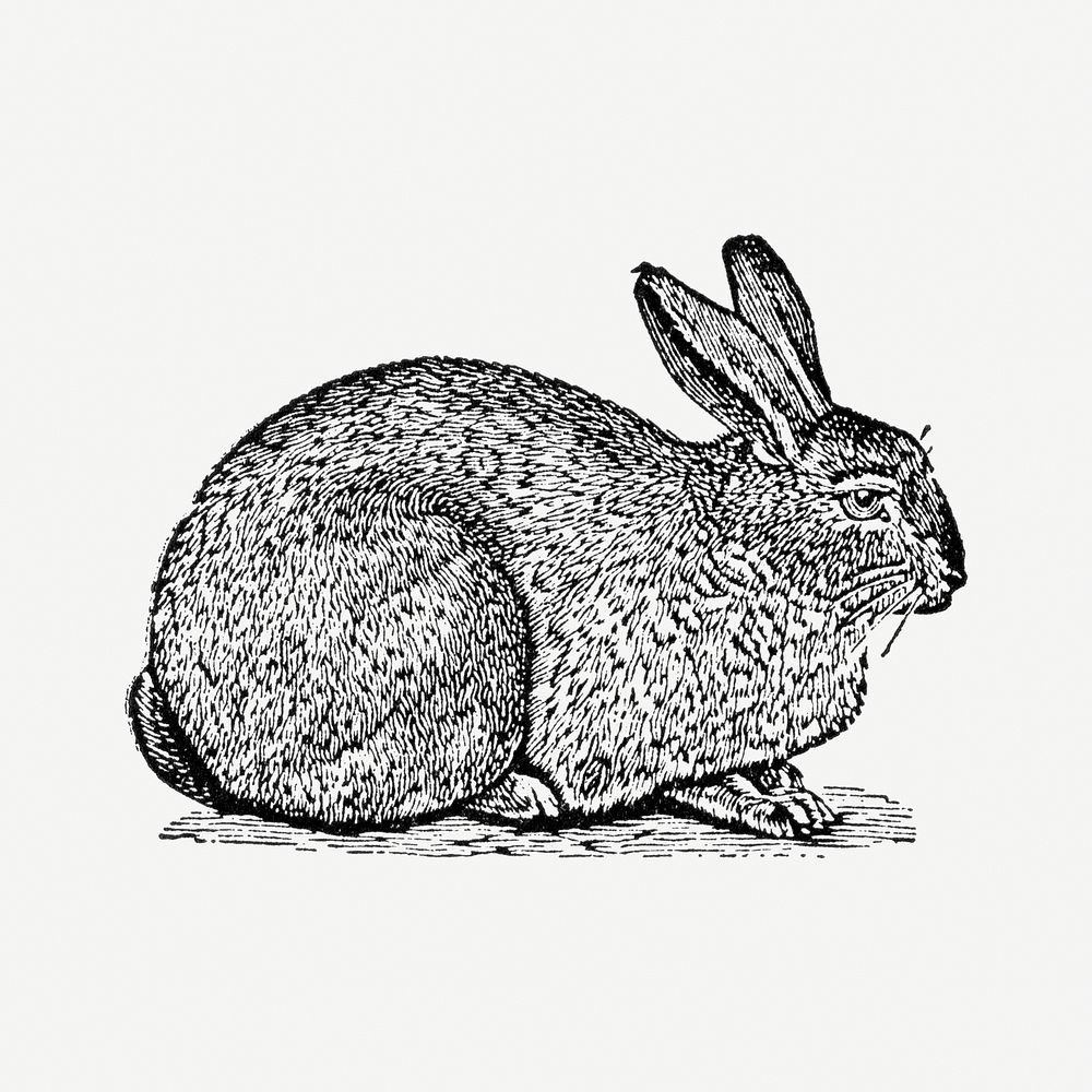 Silver gray rabbit hand drawn illustration, digitally enhanced from our own original copy of The Open Door to Independence…