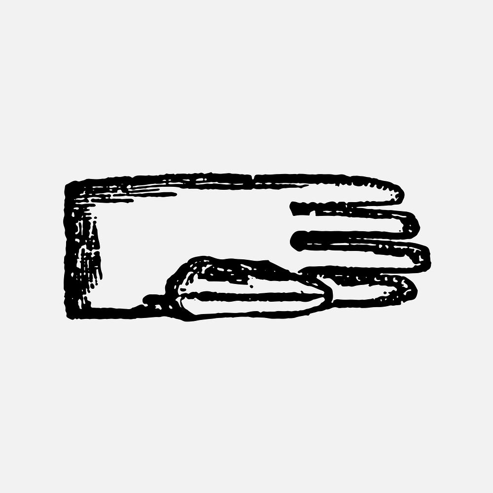 Gardener's glove sticker, black ink drawing vector, digitally enhanced from our own original copy of The Open Door to…