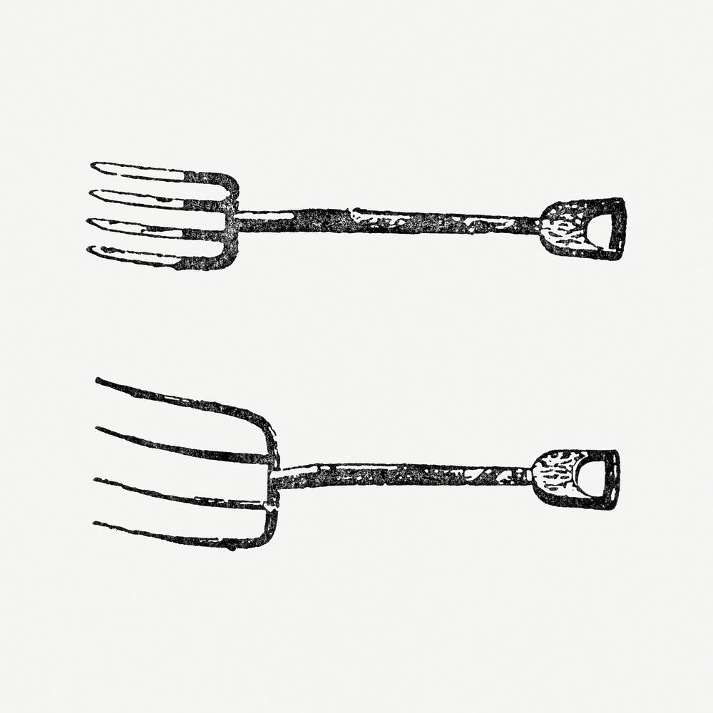 Garden forks hand drawn illustration, digitally enhanced from our own original copy of The Open Door to Independence (1915)…