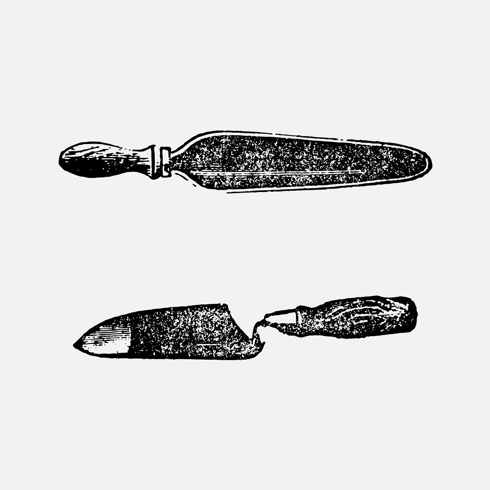 Trowel clipart, black ink drawing vector, digitally enhanced from our own original copy of The Open Door to Independence…