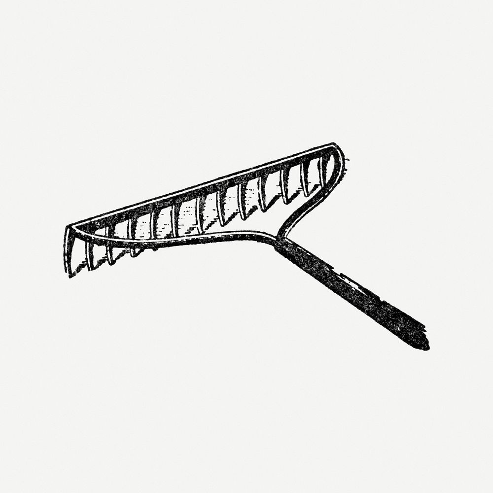 Garden rake clipart, black ink drawing psd, digitally enhanced from our own original copy of The Open Door to Independence…