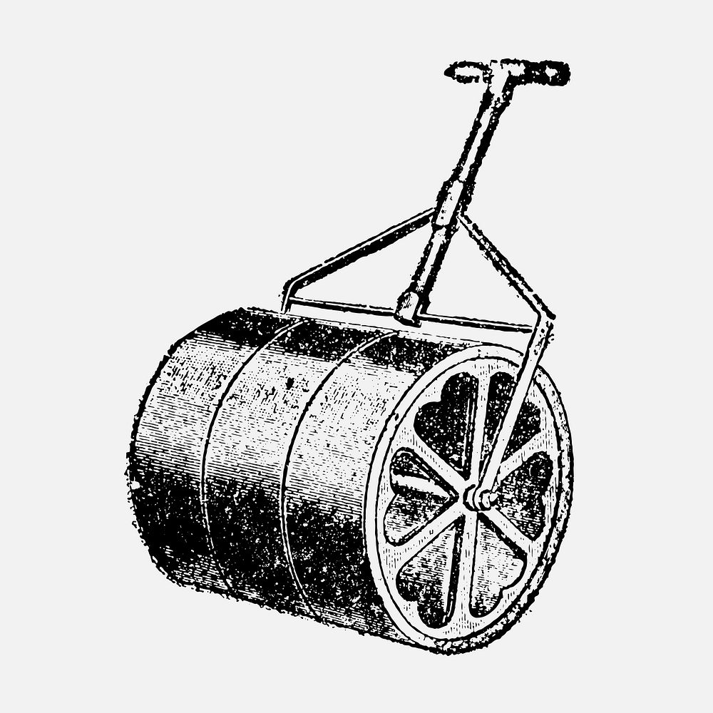Lawn roller clipart, black ink drawing vector, digitally enhanced from our own original copy of The Open Door to…