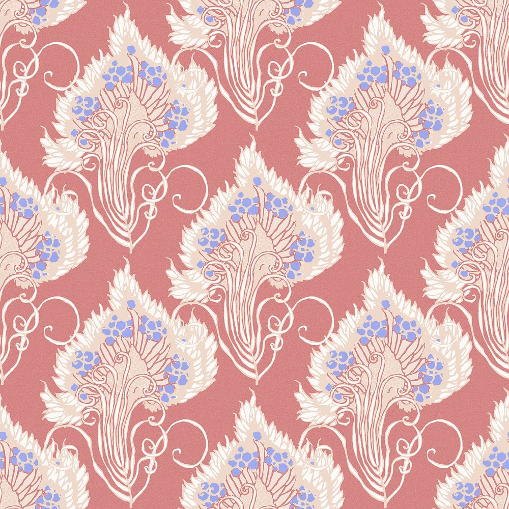 Pastel flower pattern, seamless Art Nouveau background in oriental style