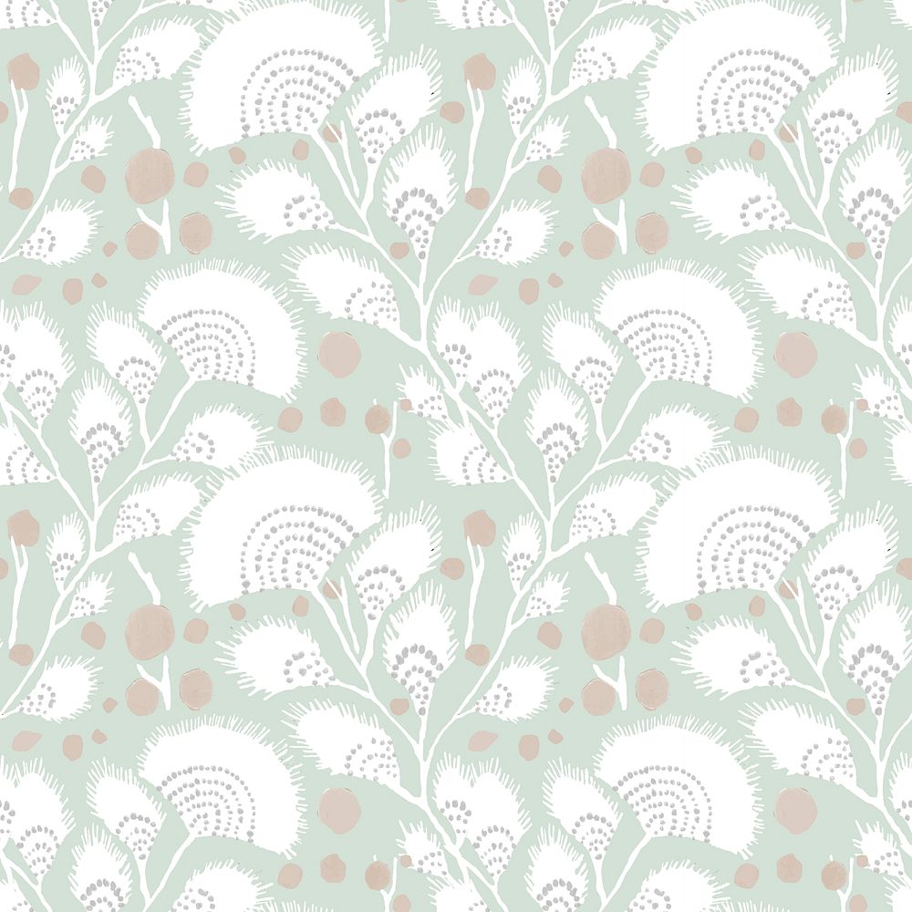 Pastel flower pattern backgrounds, vintage floral Art Deco fabric design vector