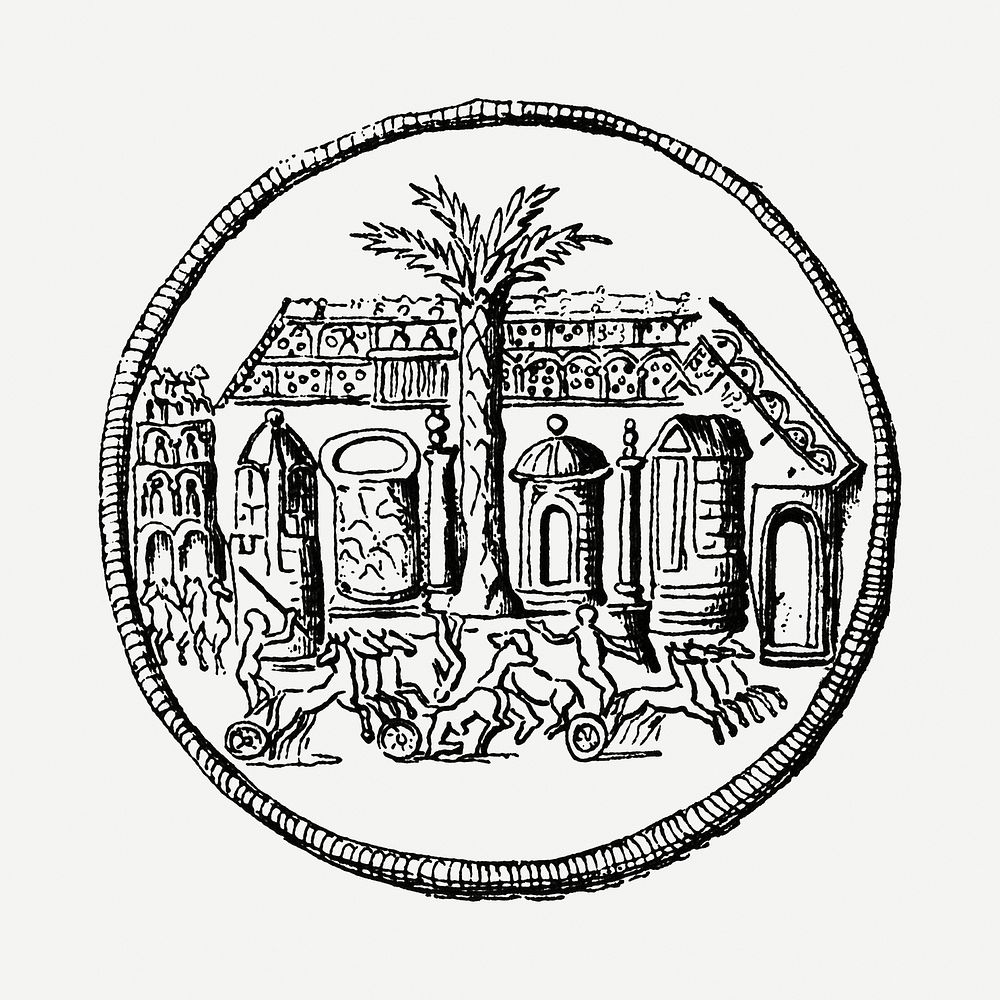 Roman medal clip art, classic illustration design element psd