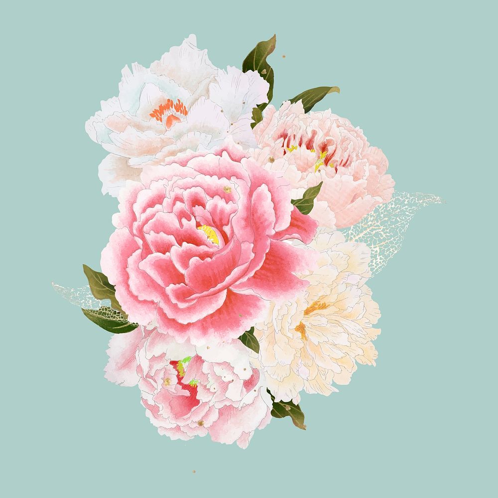 Beautiful peony flower design element, aesthetic botanical style vector