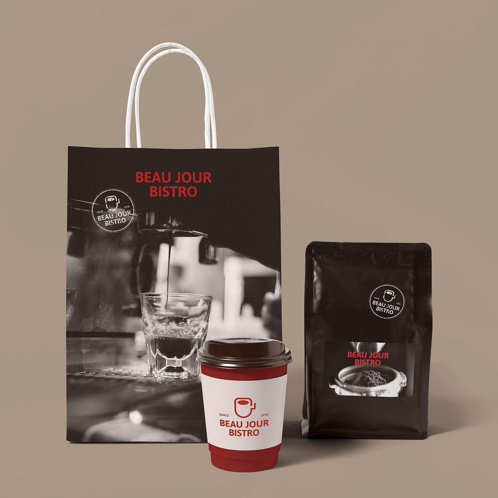 Takeaway coffee, printed paper bag, product branding design