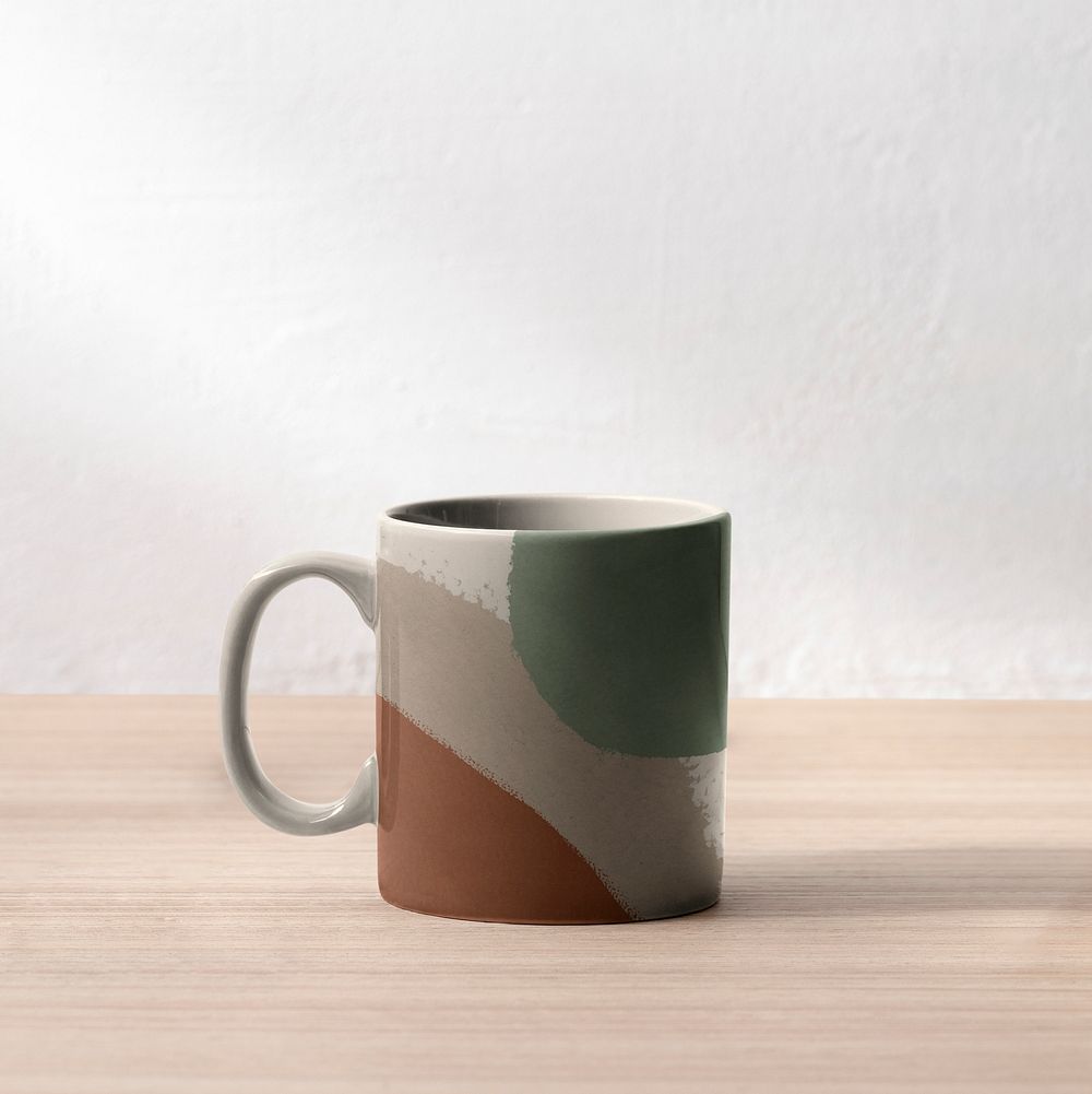 Coffee mug mockup psd, earth tone design