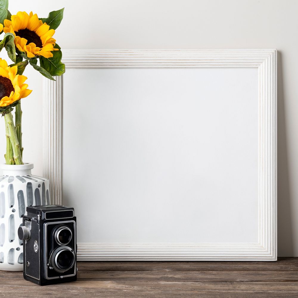 Blank white frame, minimal home decoration
