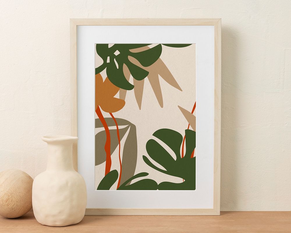 Abstract botanical design, picture frame wall art, home decor