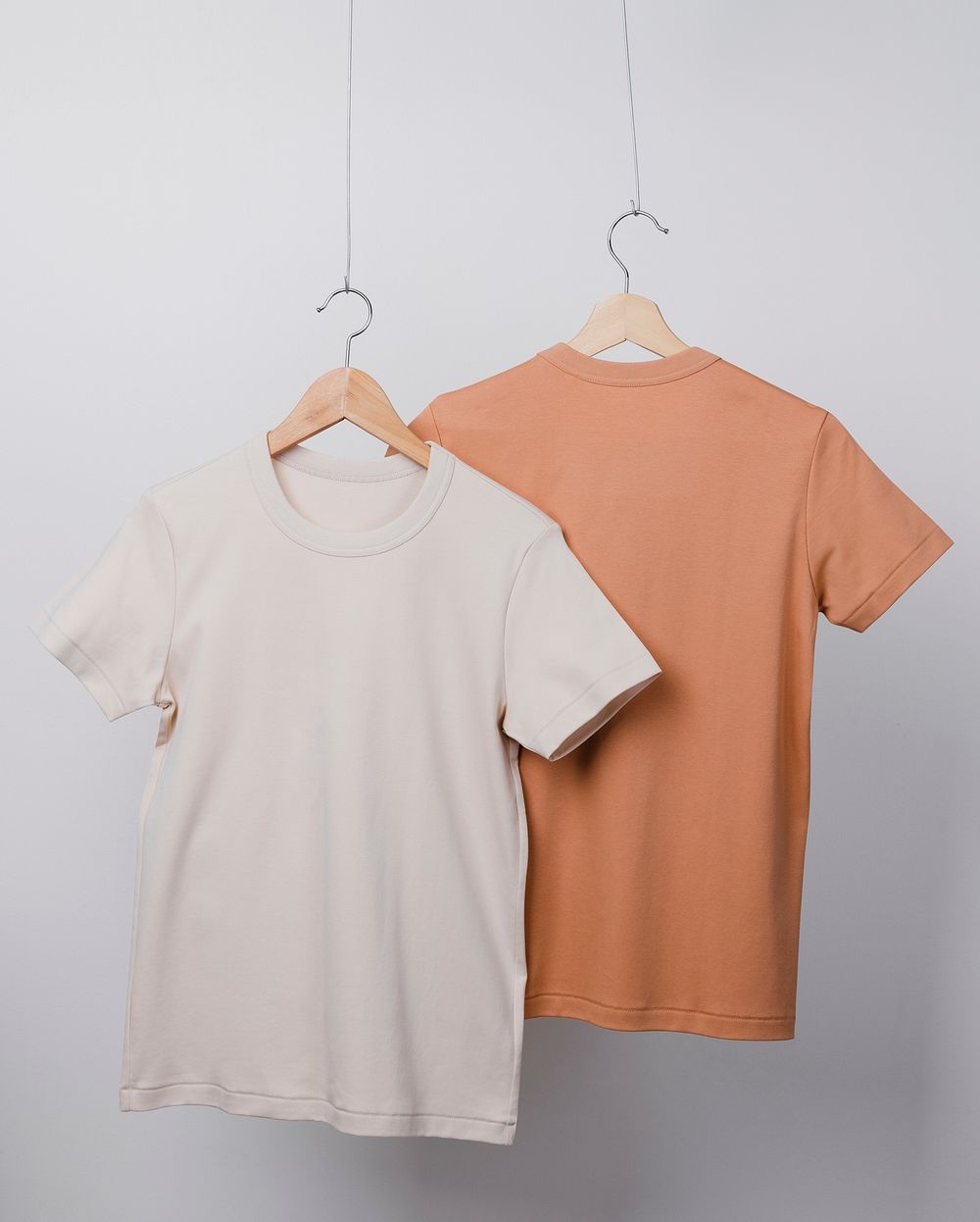 Cream t-shirt, simple apparel in unisex design with blank space