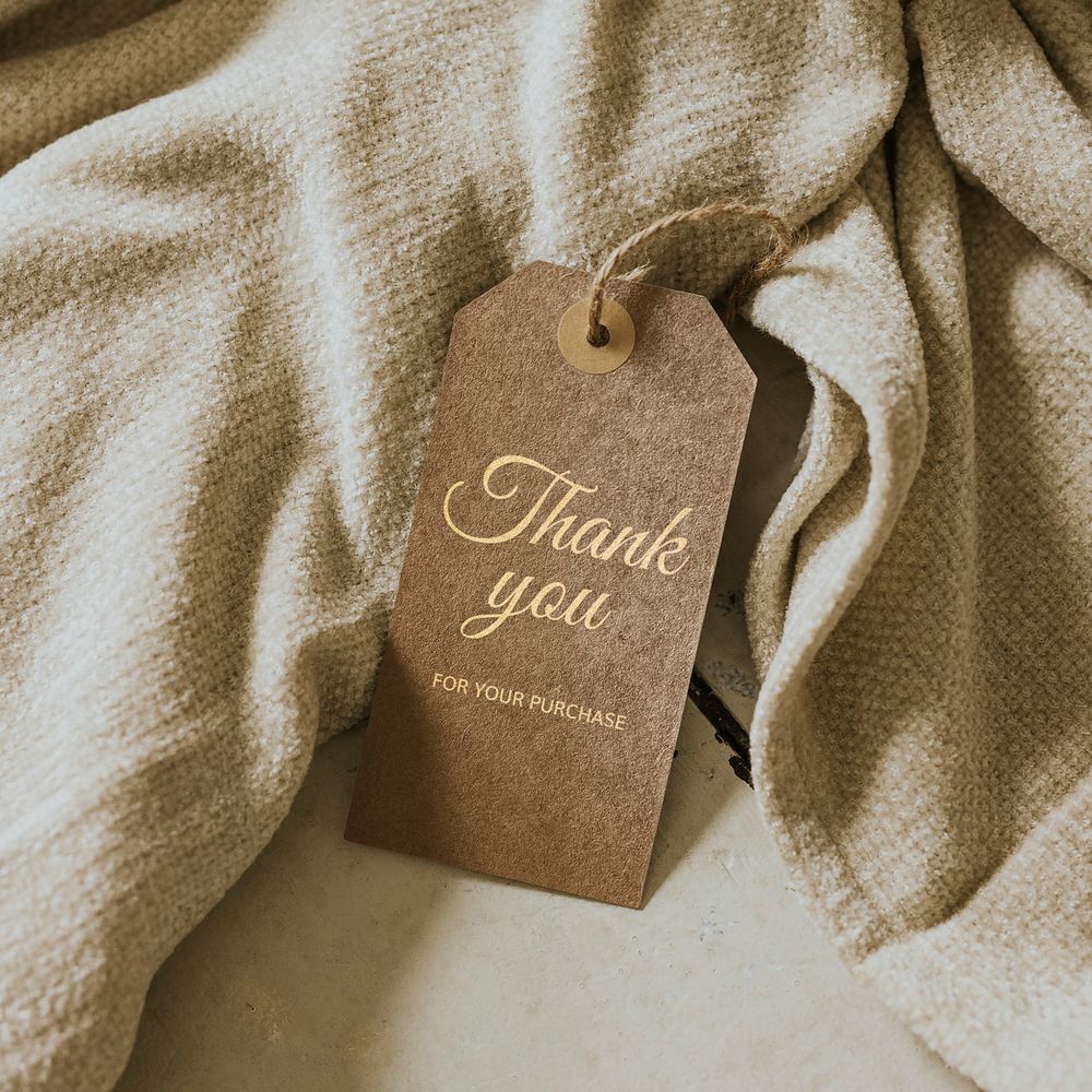 Thank you tag on soft fabric