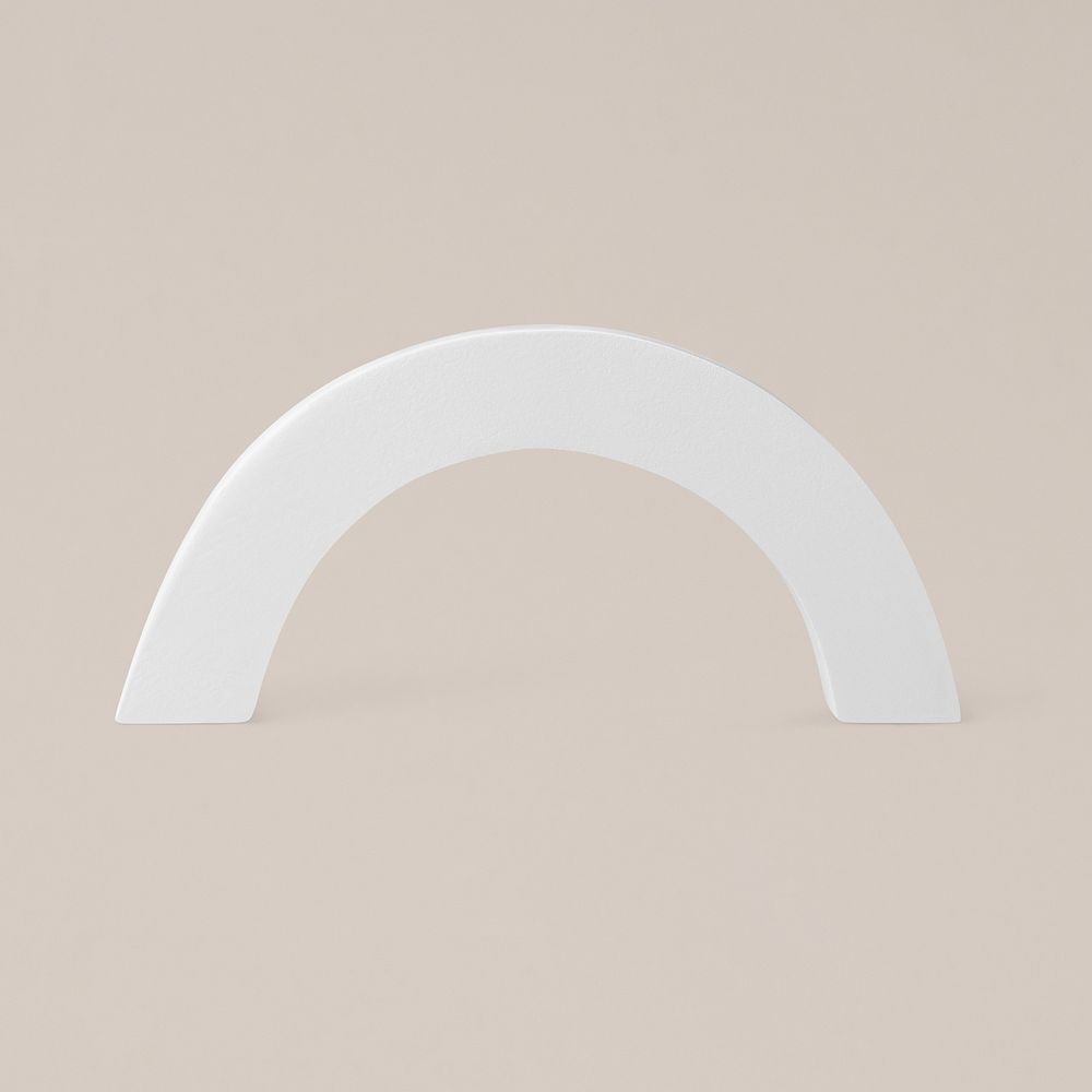 White arch shape, geometric design element