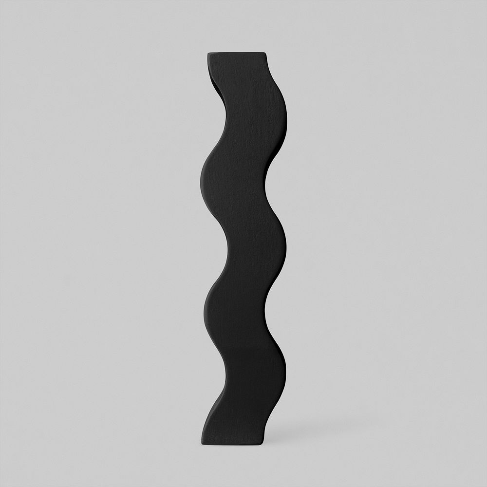 Black wavy shape, abstract geometric design element