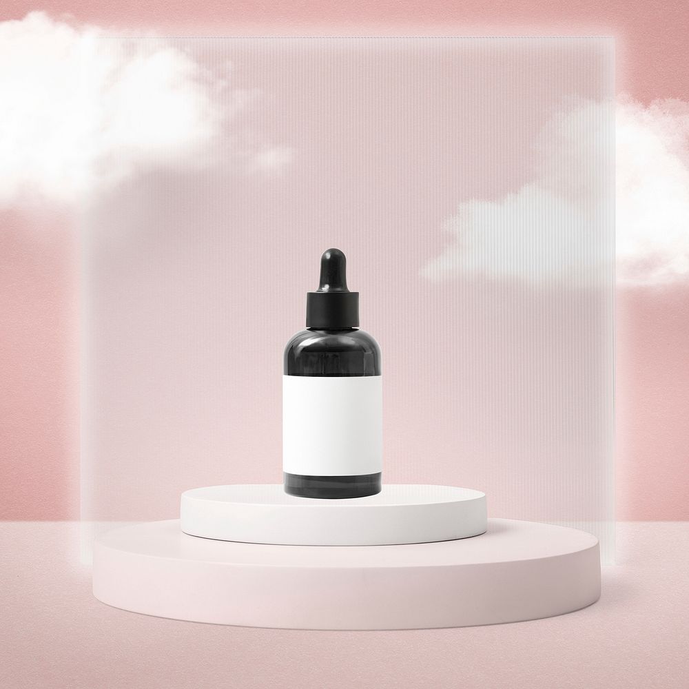 Serum bottle, skincare product packaging, blank label design