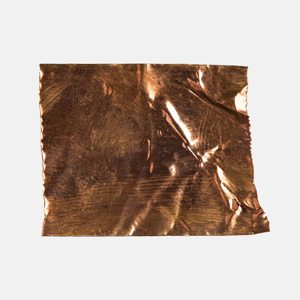 Wrinkled bronze duct tape, journal sticker, stationery design vector