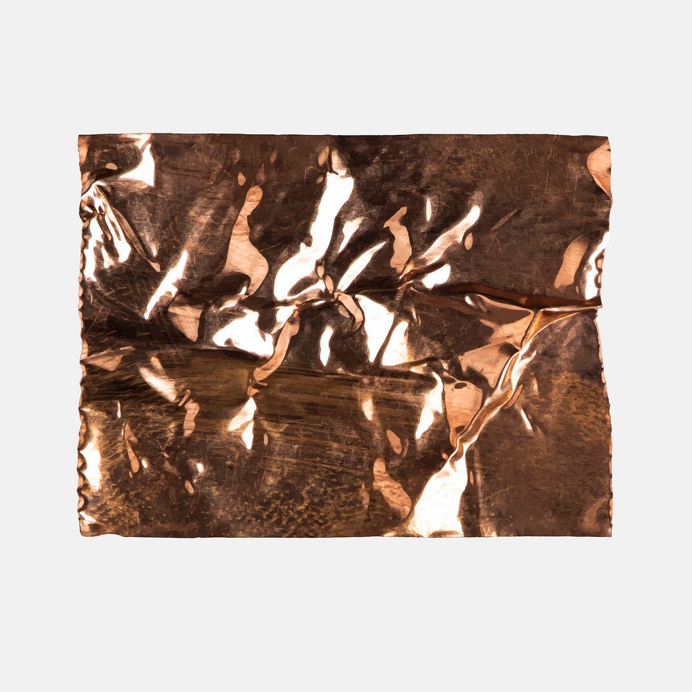 Wrinkled bronze washi tape, journal sticker, stationery design vector