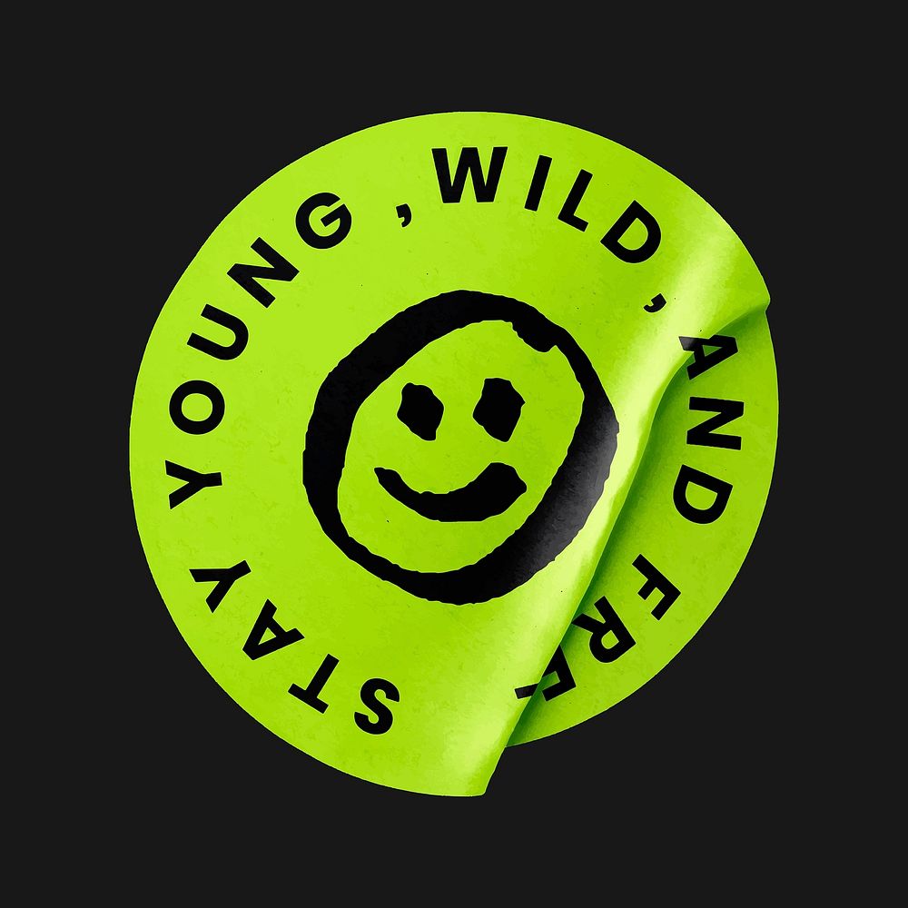 Neon green motivational round sticker vector