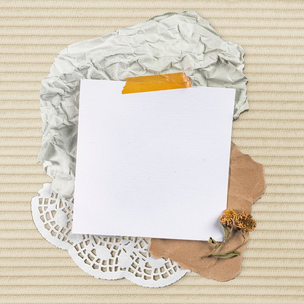 Brown aesthetic sticky note, botanical design
