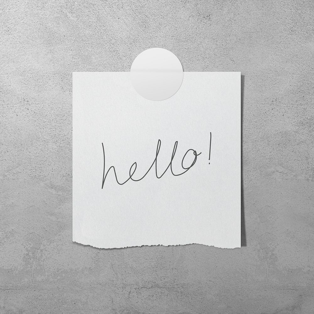 Simple reminder note, hello text, stationery design