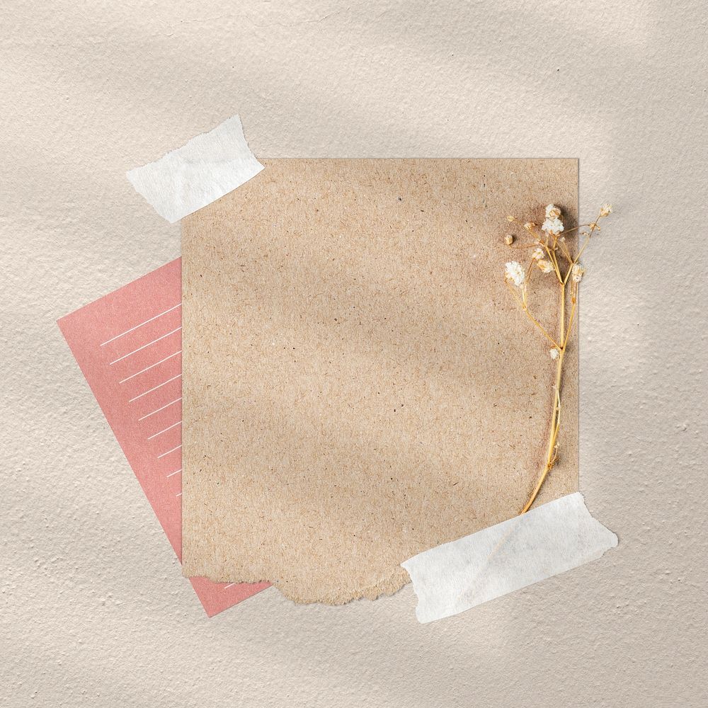 Brown aesthetic sticky note, stationery design