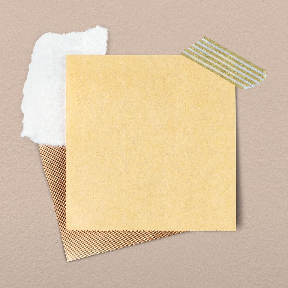Yellow aesthetic sticky note, stationery design
