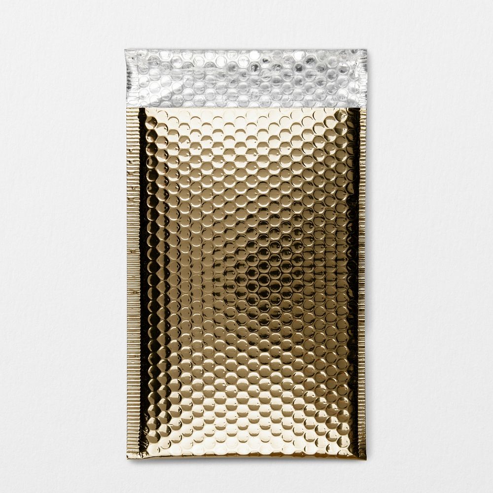 Gold bubble mailer bag, shipping packaging design