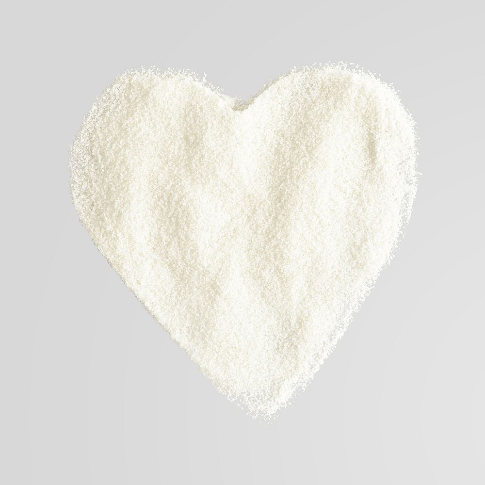 White heart, powder texture badge design