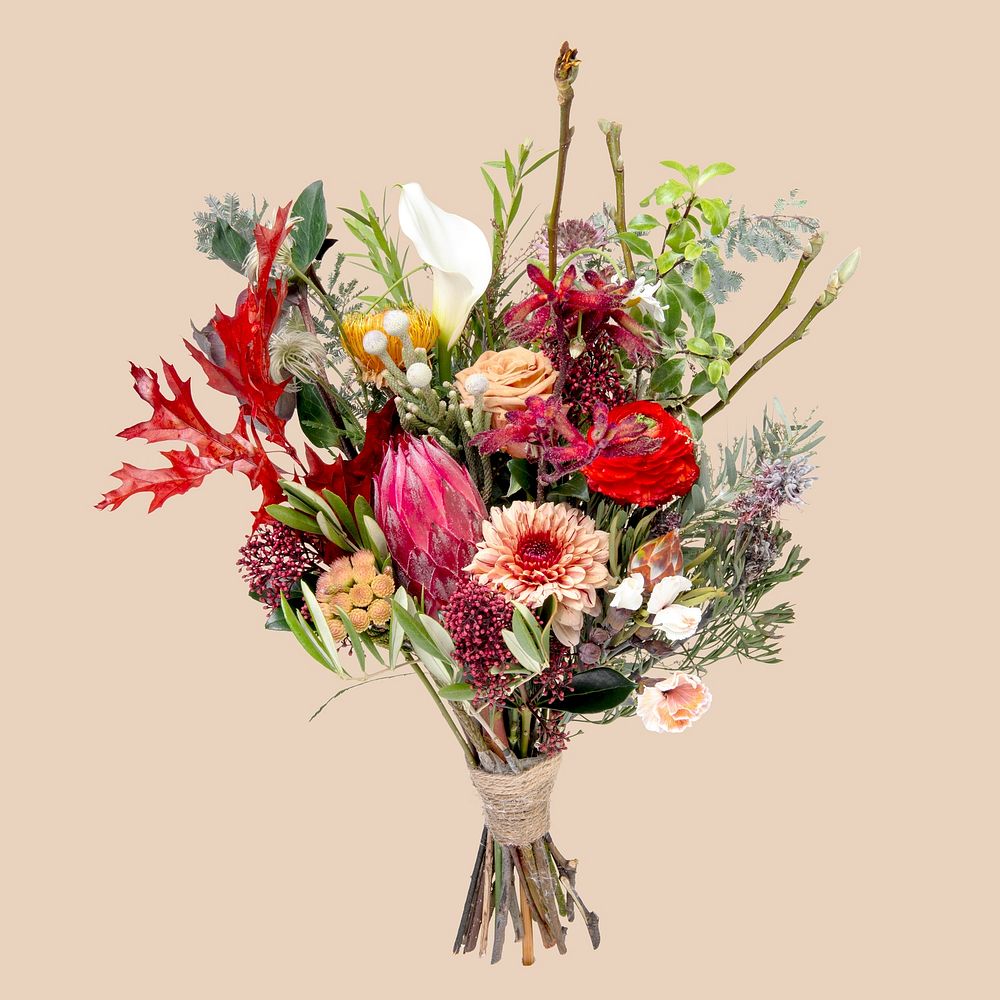 Colorful flower bouquet, autumn vibes design