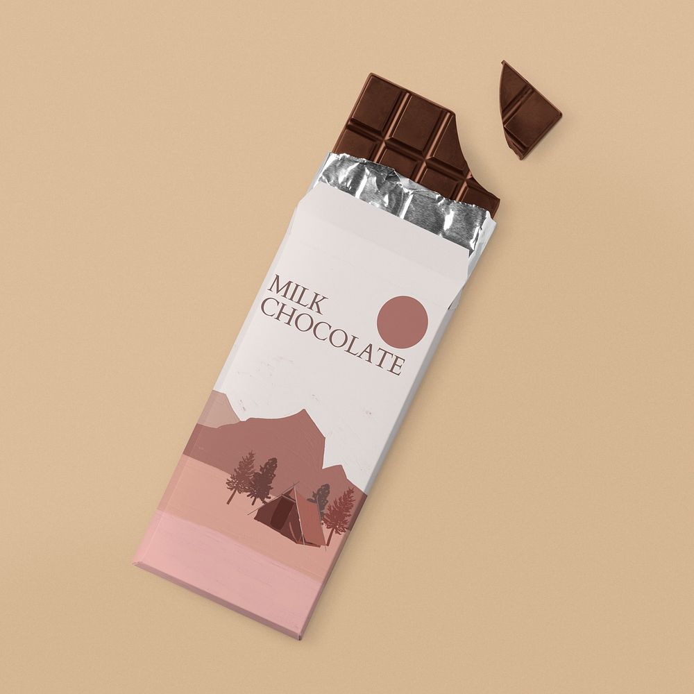 Aesthetic chocolate bar packaging, food product design