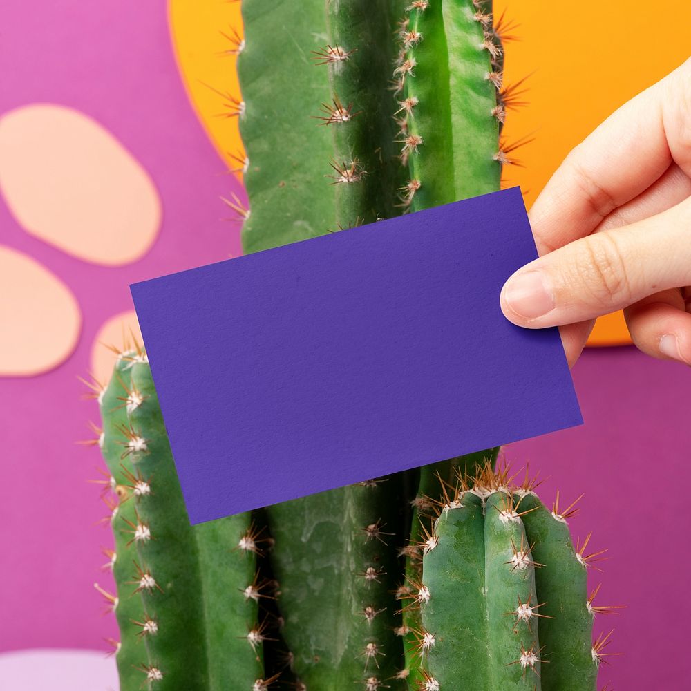 Purple business card, branding image with design space