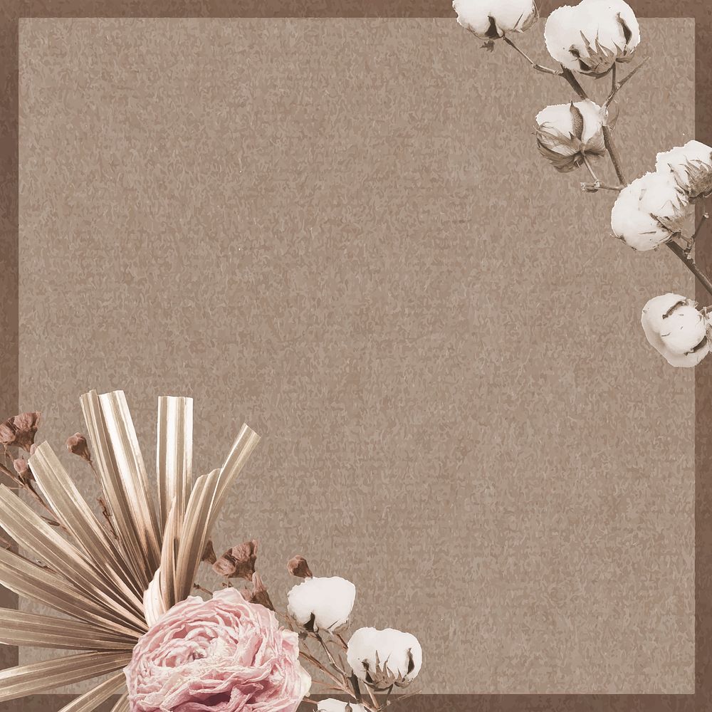 Pink flower border frame background, aesthetic Instagram post, earth tone design vector