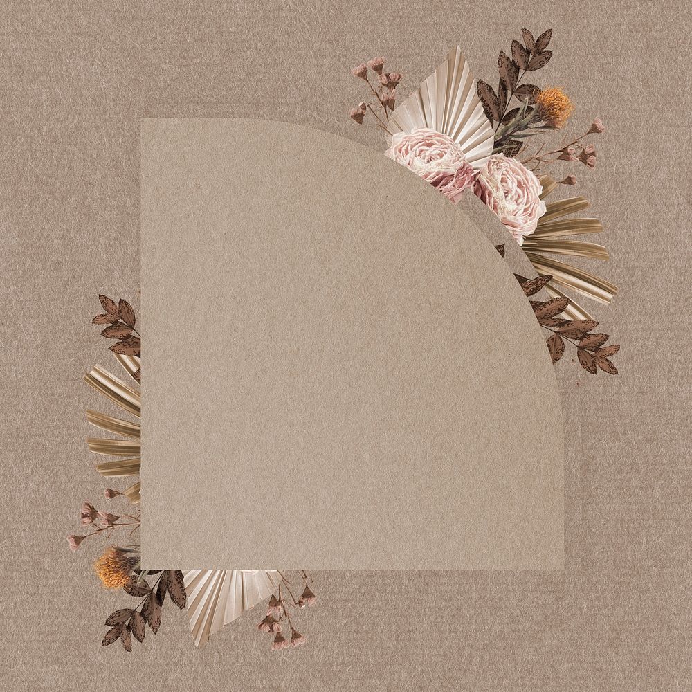 Floral paper frame aesthetic Instagram post background, earth tone design